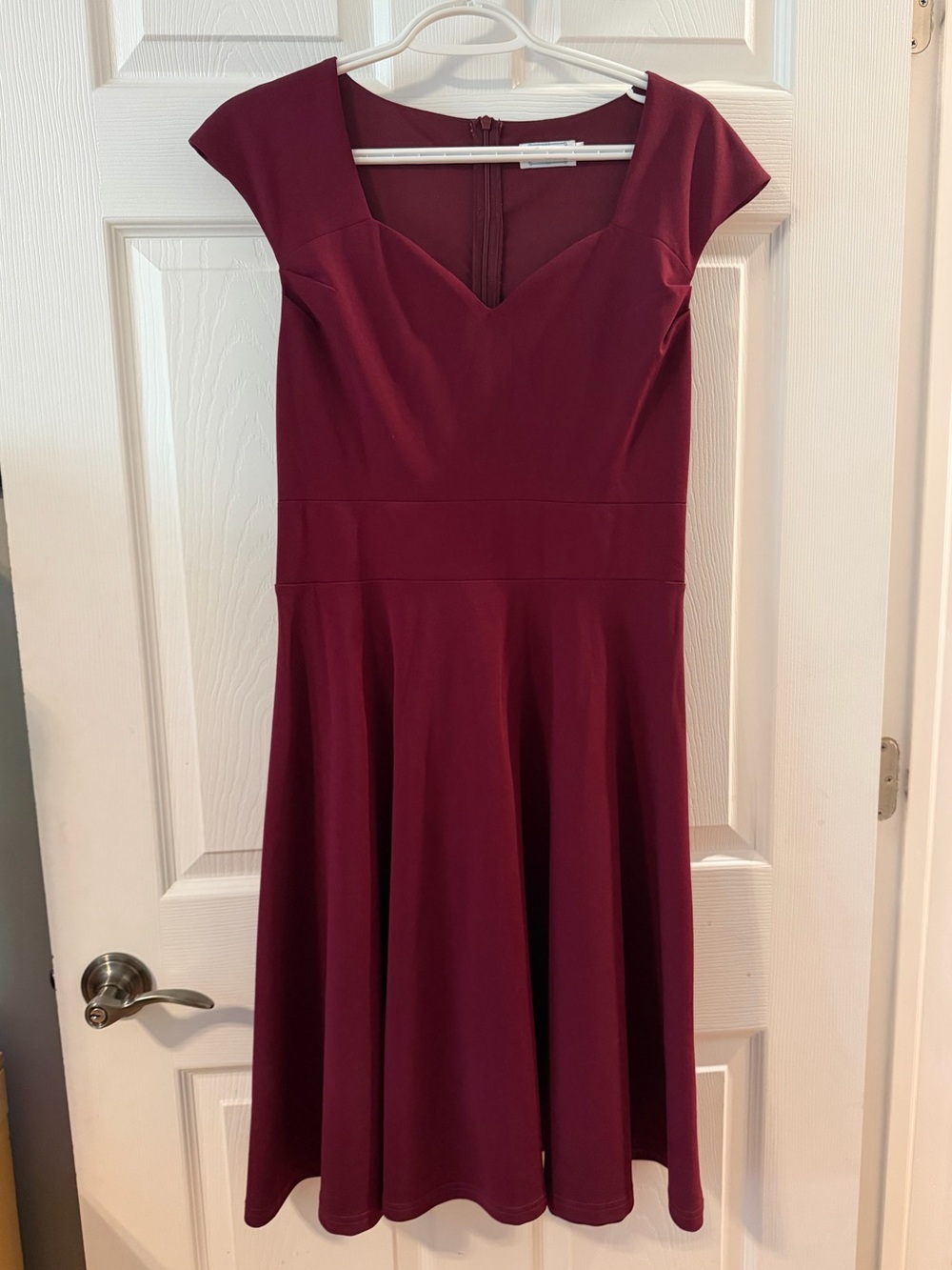 Women's Burgundy Midi Fit & Flare Dress